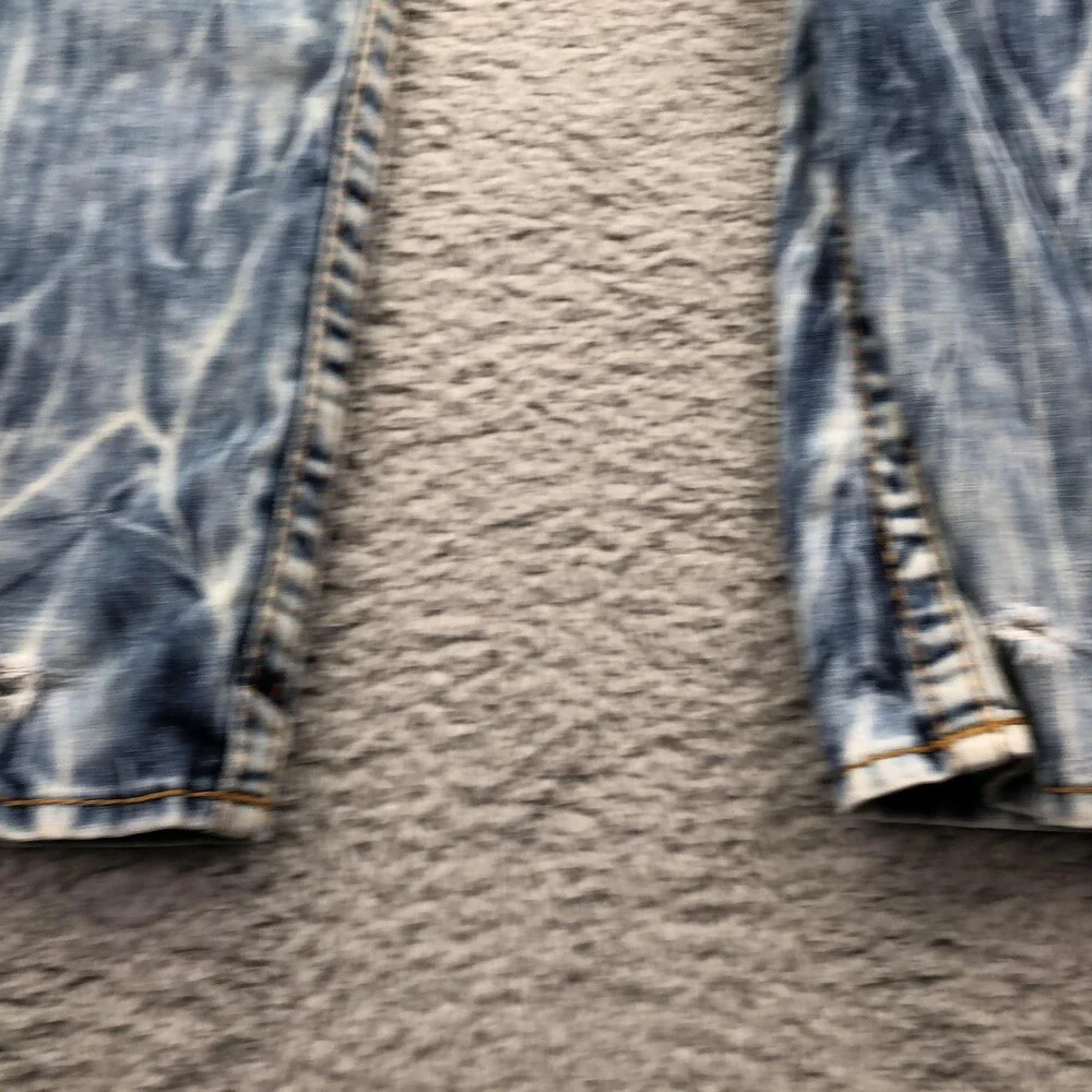 True Religion Jeans Mens 38x32 Blue Straight Acid Wash Distressed Denim